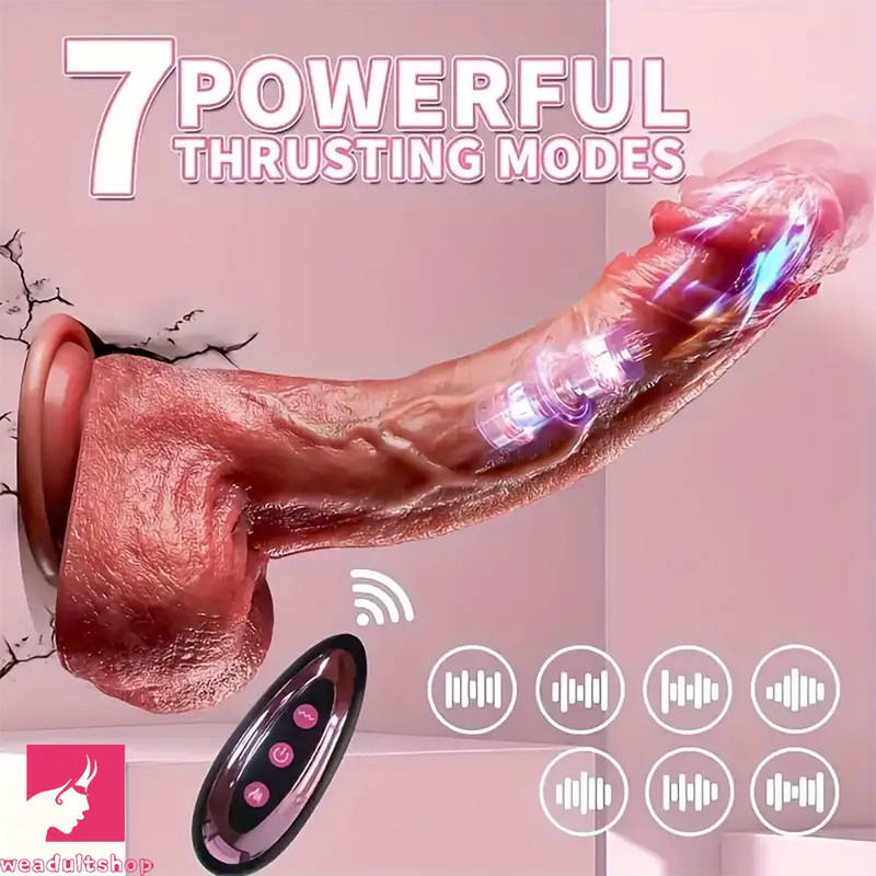 8.66in Skin Feeling Thrusting Vibrating Heating Remote Real Dildo