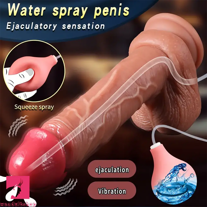 8.85in Wireless Remote Control Vibrating Warming Ejaculating Real Dildo