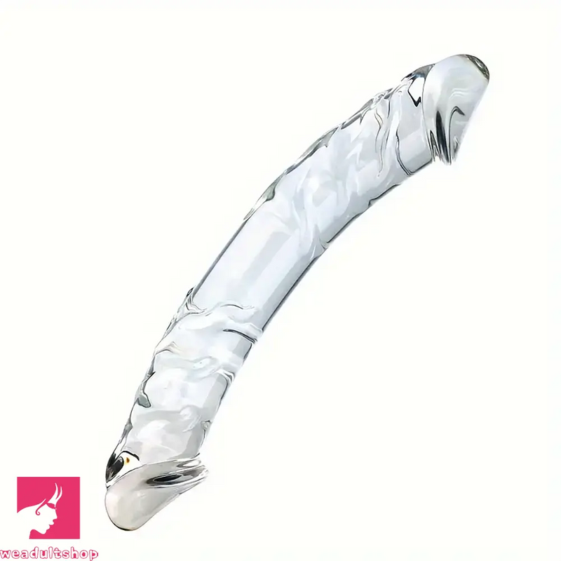 7.9in Clear Glass Double-Headed Penetration Dildo For G-spot Orgasm