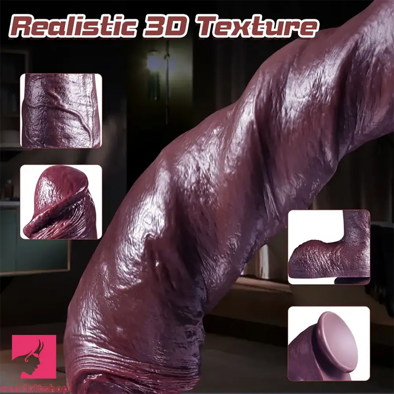 8.6in 10.2in Silicone Soft Ebony Big Dildo Flexible Masturbation Erotic Toy