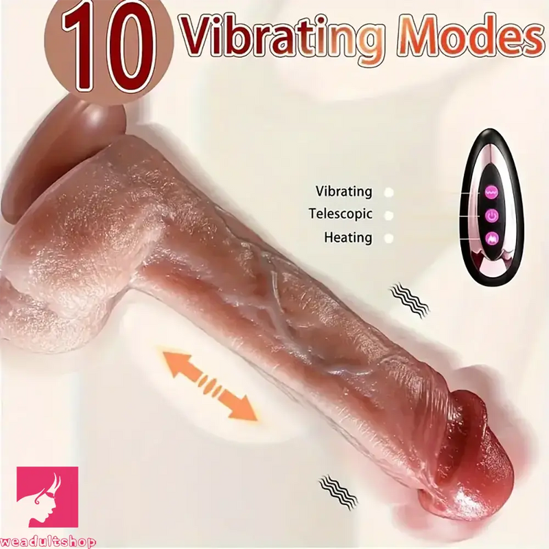 9in Functional Real Thrusting Vibrating Rotation Heating Clit Dildo