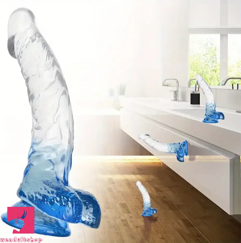 7.9in Curved Clear Lifelike G Spot Dildo For Couple Self-Pleasure Sex