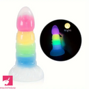 7.87in Luminous Silicone Real Soft Rainbow Dildo Hands Free Toy