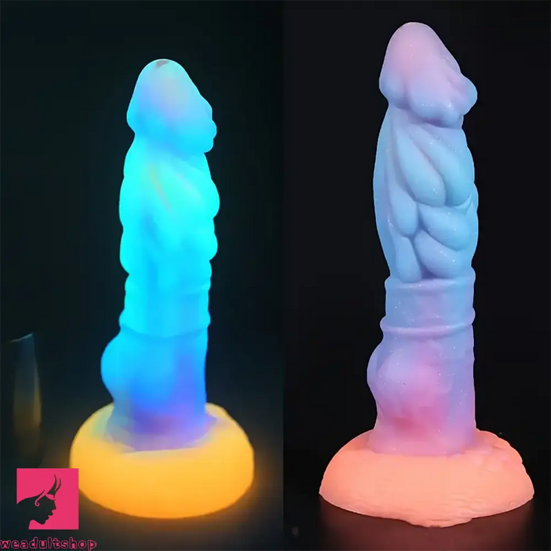 8.66in Mushroom Head Silicone Soft Glowing Luminous Knot Dildo