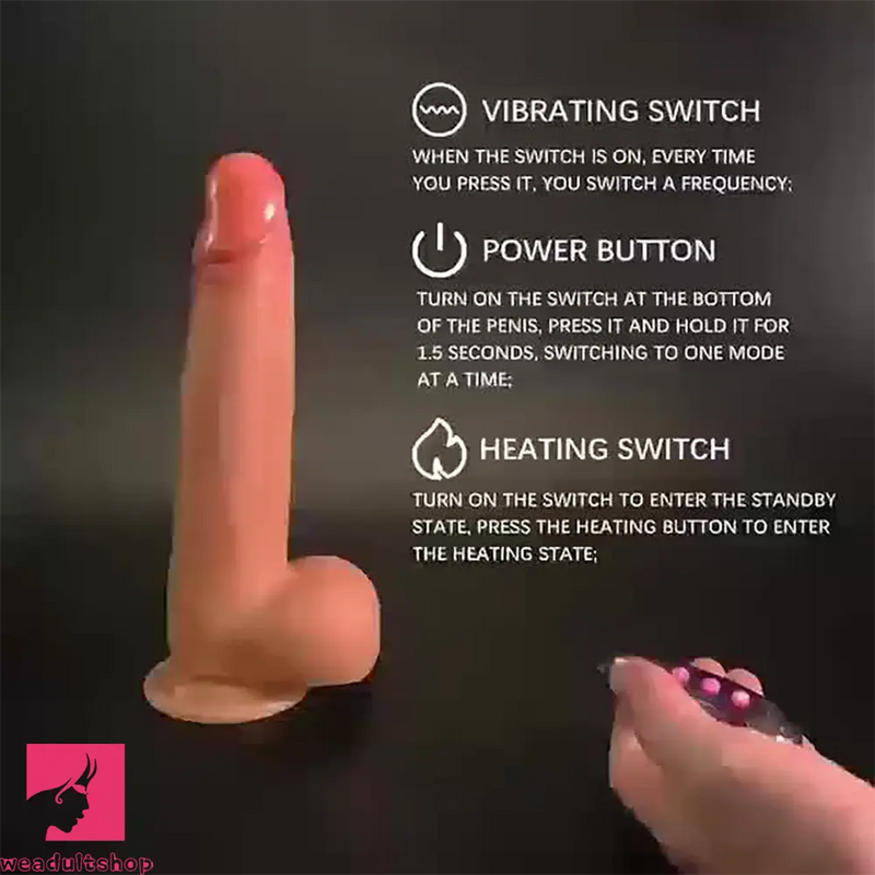 8.66in Realistic Remote Control Soft Silicone Erotic Vibrating Heating Dildo