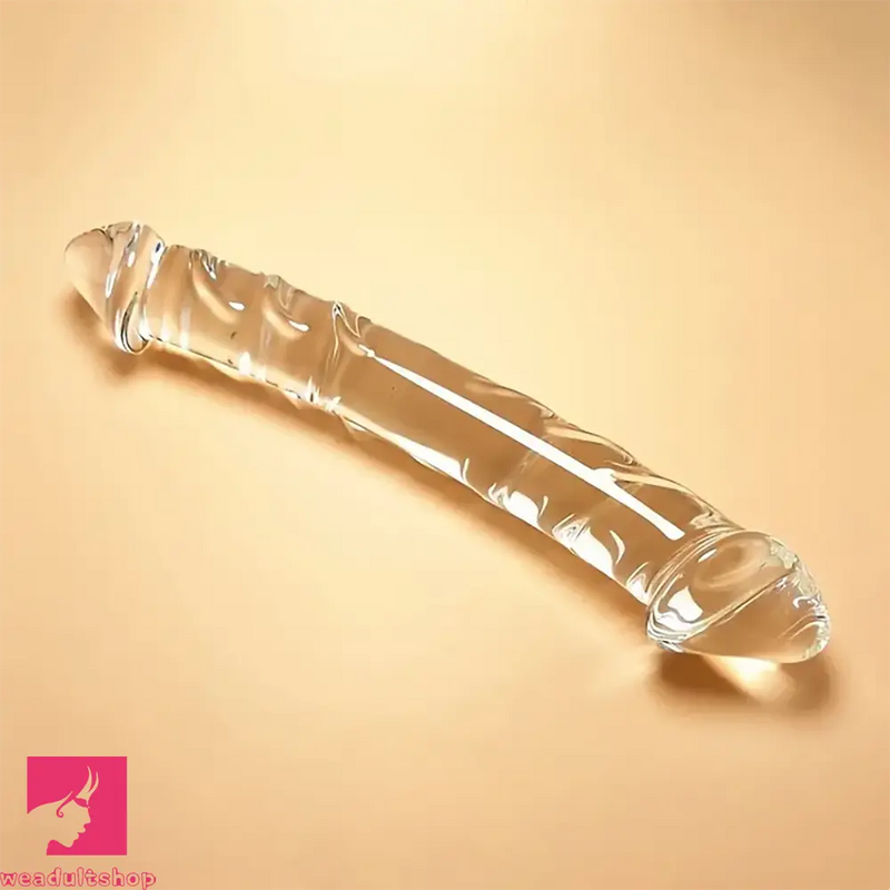 7.9in Clear Glass Double-Headed Penetration Dildo For G-spot Orgasm