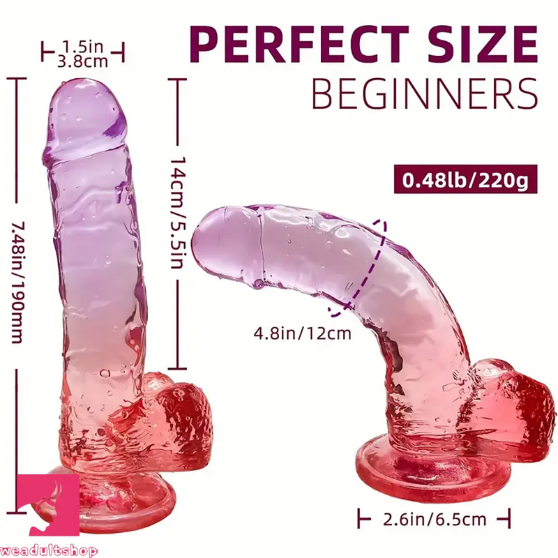 7.48in Gradient Clear Jelly Dildo With Strong Suction Cup For G-spot Erotic