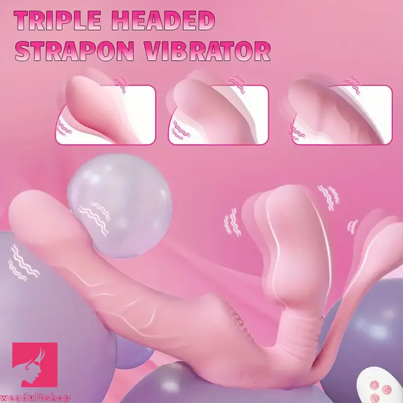 5.12in Triple Ended Silicone Strapless Double Vibrating Cock Dildo