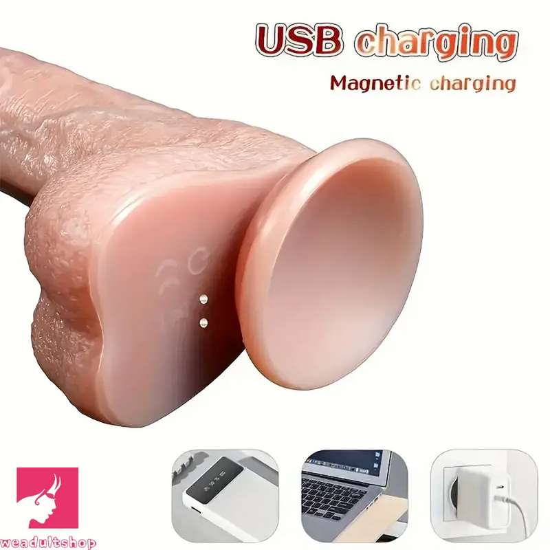 9in Functional Real Thrusting Vibrating Rotation Heating Clit Dildo