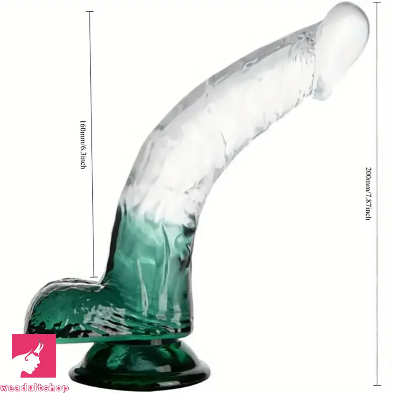 7.9in Curved Clear Lifelike G Spot Dildo For Couple Self-Pleasure Sex