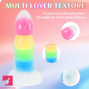 7.87in Luminous Silicone Real Soft Rainbow Dildo Hands Free Toy