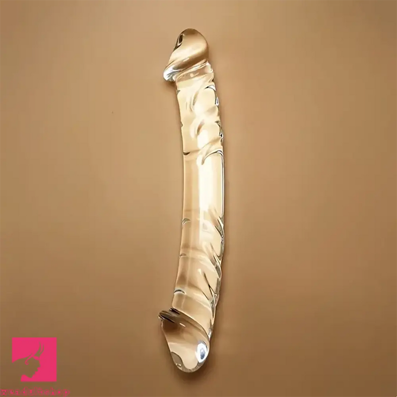 7.9in Clear Glass Double-Headed Penetration Dildo For G-spot Orgasm