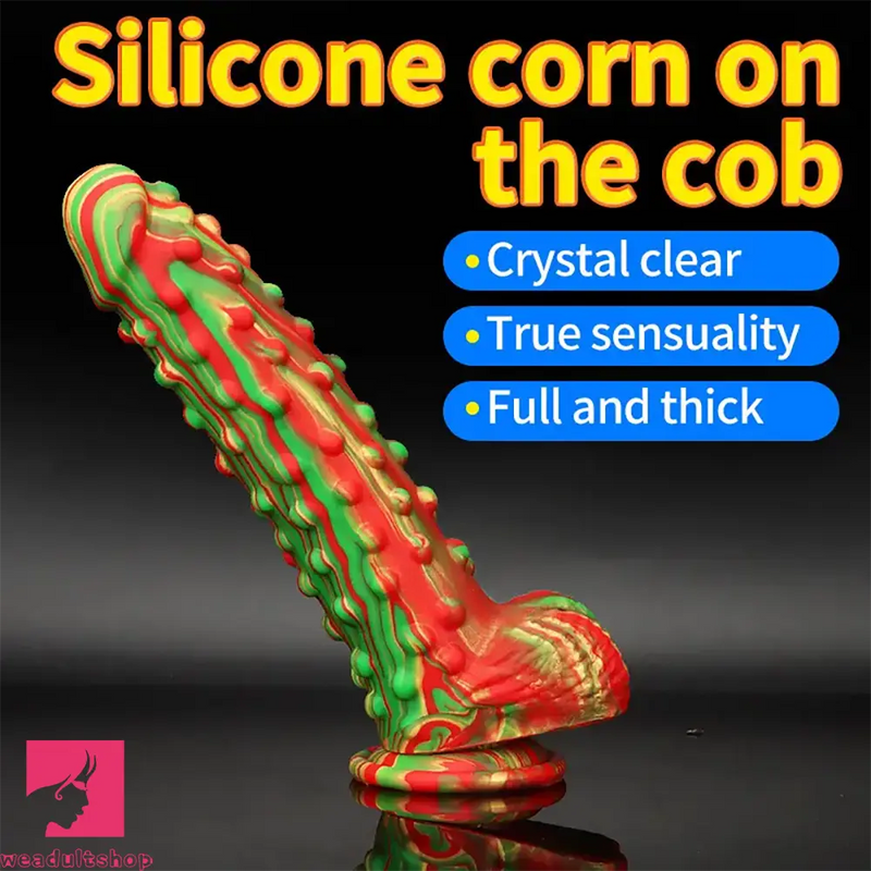 8.86in Spiked Soft Silicone Big Meat Pellet Mixed Color Dildo