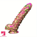 8.86in Spiked Soft Silicone Big Meat Pellet Mixed Color Dildo