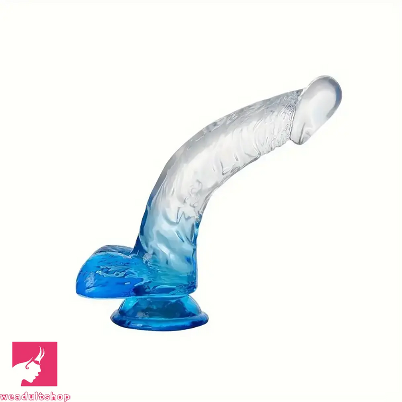 7.9in Curved Clear Lifelike G Spot Dildo For Couple Self-Pleasure Sex