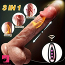 8.7in Remote Vibrating Thrusting Heating Soft Liquid Silicone Dildo