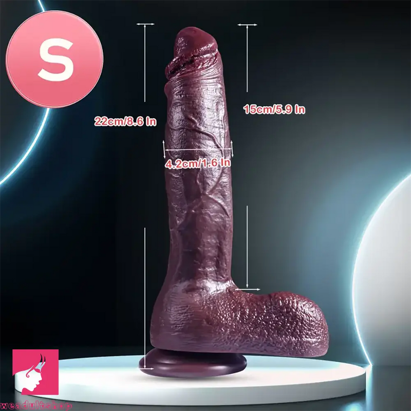 8.6in 10.2in Silicone Soft Ebony Big Dildo Flexible Masturbation Erotic Toy