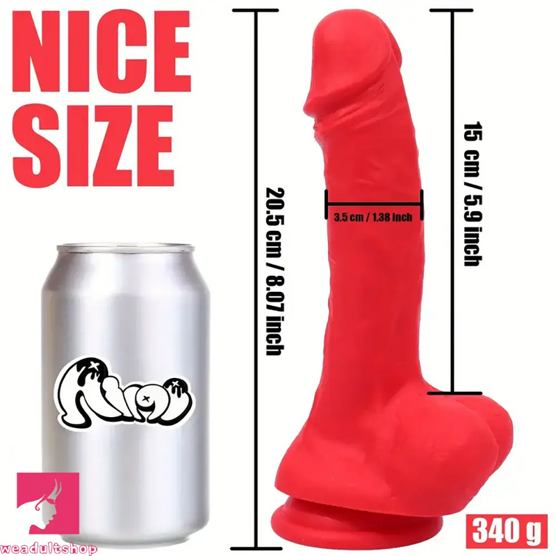 8.07in Real Lifelike Veins Texture Big Silicone Soft Female Dildo