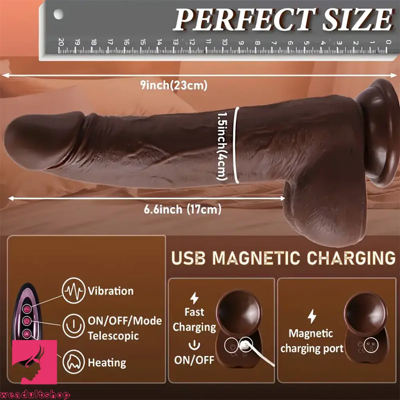 9in Thrusting Vibrating Heating Realistic Rotation Automatic Dildo