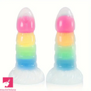 7.87in Luminous Silicone Real Soft Rainbow Dildo Hands Free Toy