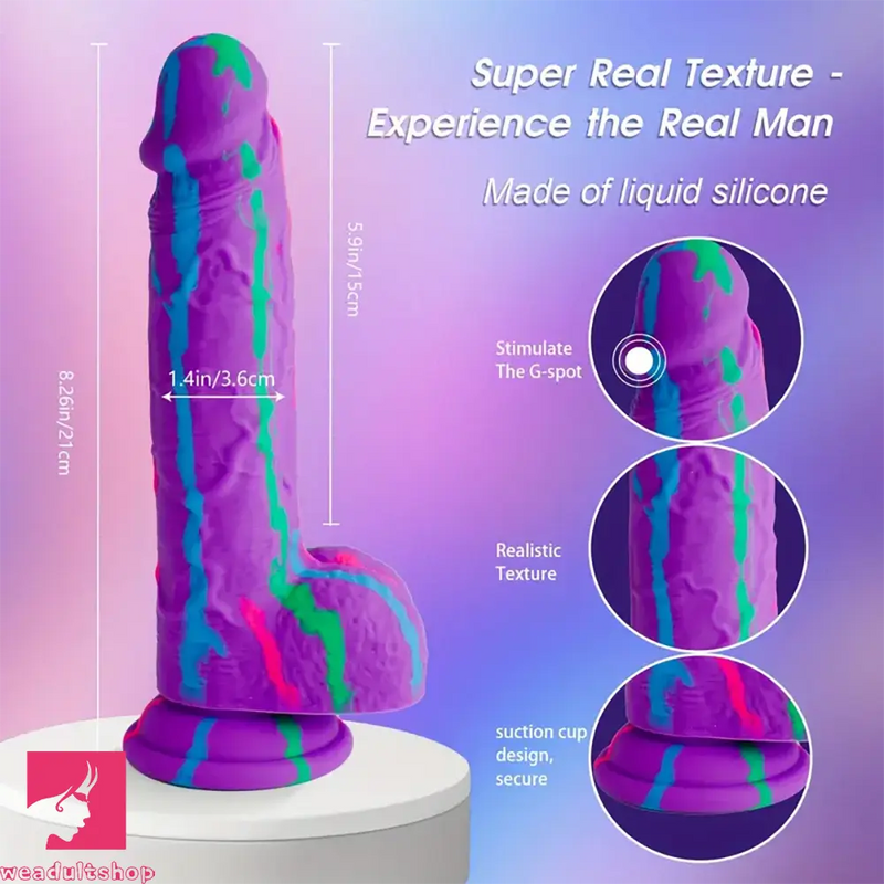 8.26in Colorful Silicone Soft Big Penis Dildo Anal Adult Love Erotic Toy