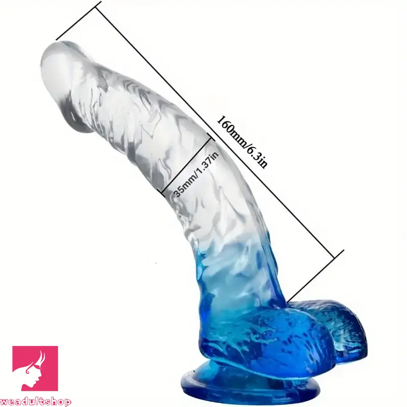 7.9in Curved Clear Lifelike G Spot Dildo For Couple Self-Pleasure Sex