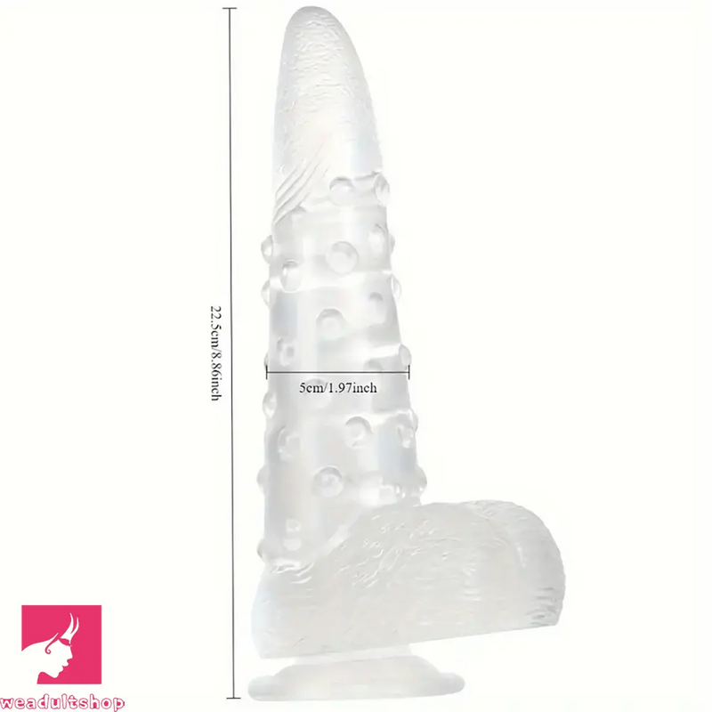 8.86in Clear Green Octopus Tentacle Spiked Big Dildo For Women Sex