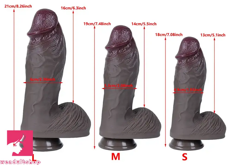 7.08in 7.48in 8.26in Ebony Real Silicone Soft Dildo For G-spot Orgasm