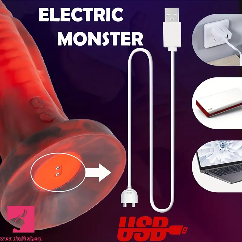 8.7in Vibrating Monster Silicone Spiked Automatic Odd Cock Dildo