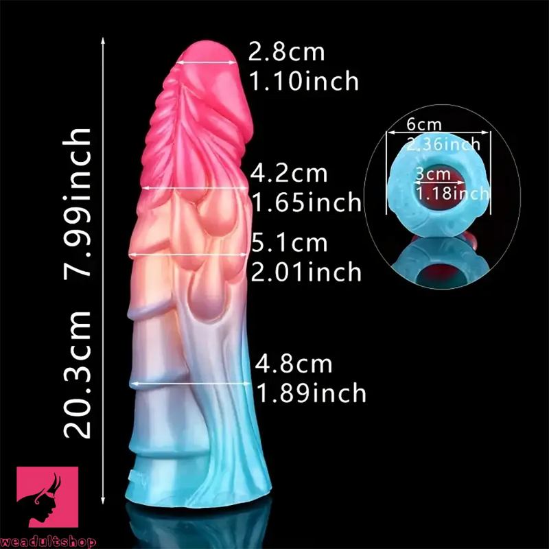 7.99in Anatomy Soft Silicone Reusable Spiked Cock Sleeve Dildo