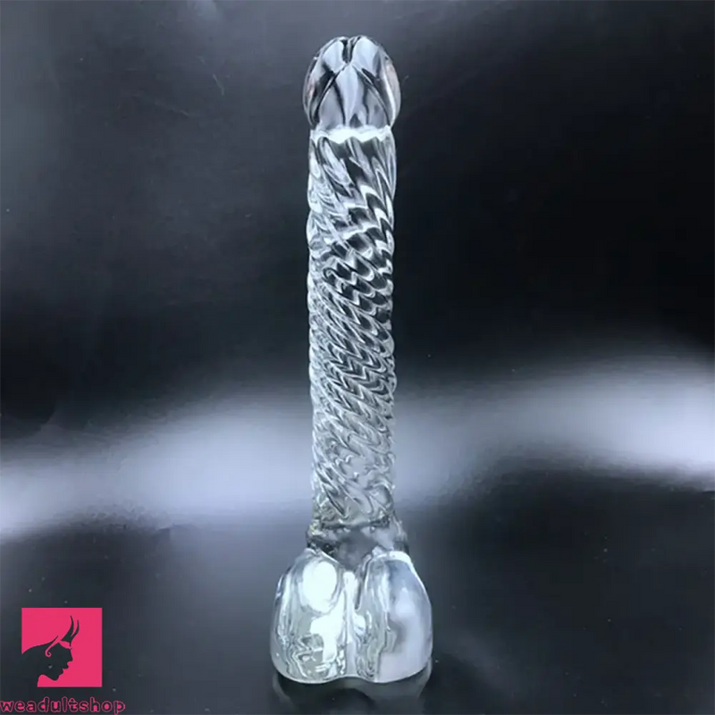 7.68in Crystal Clear Penis Glass Fantasy Dildo Male Female Masturbator