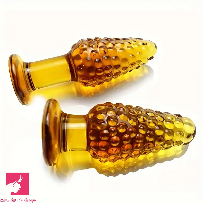 4.1in 4.5in Golden Glass Anal Plug Granular Floating Spiked Mini Dildo