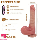 8.26in Wireless Vibrating Thrusting Heating Silicone Strap on Dildo