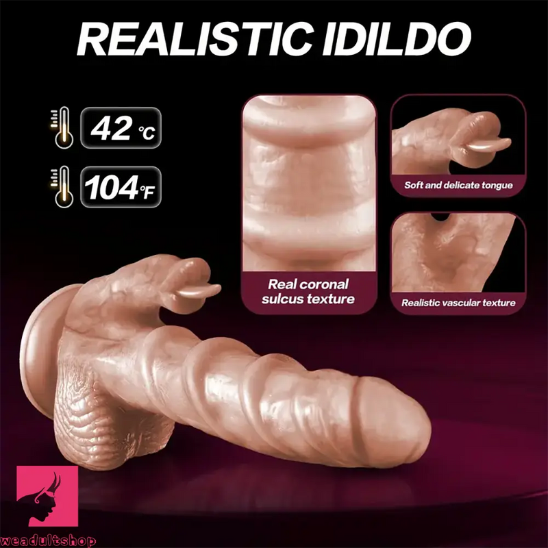 7.87in 4in1 Auto Heating Thrusting Rotation Vibrating Silicone Soft Dildo