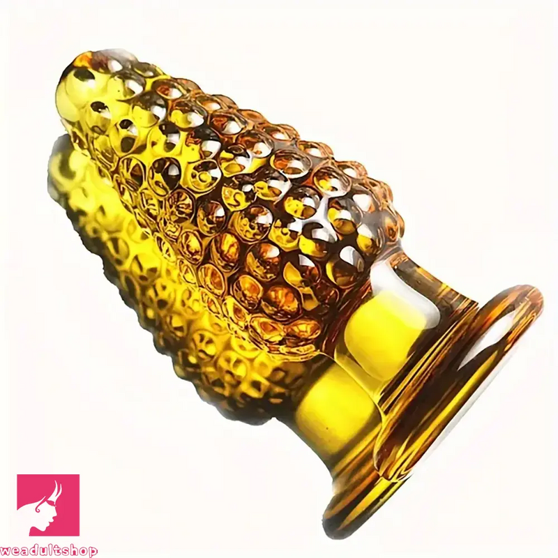 4.1in 4.5in Golden Glass Anal Plug Granular Floating Spiked Mini Dildo