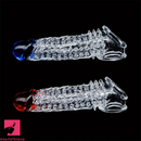 8.46in Clear Anatomy Big Spiked Penis Sleeve Dildo For Enlargement