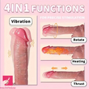 8.66in 4in1 Thrusting Rotation Heating Vibrating Silicone Auto Dildo