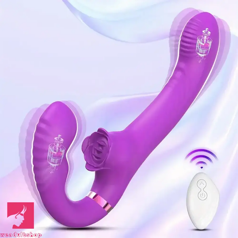 9.17in Dual-Head Vibrating Dildo With Tongue Licking Slapping