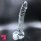 7.68in Crystal Clear Penis Glass Fantasy Dildo Male Female Masturbator