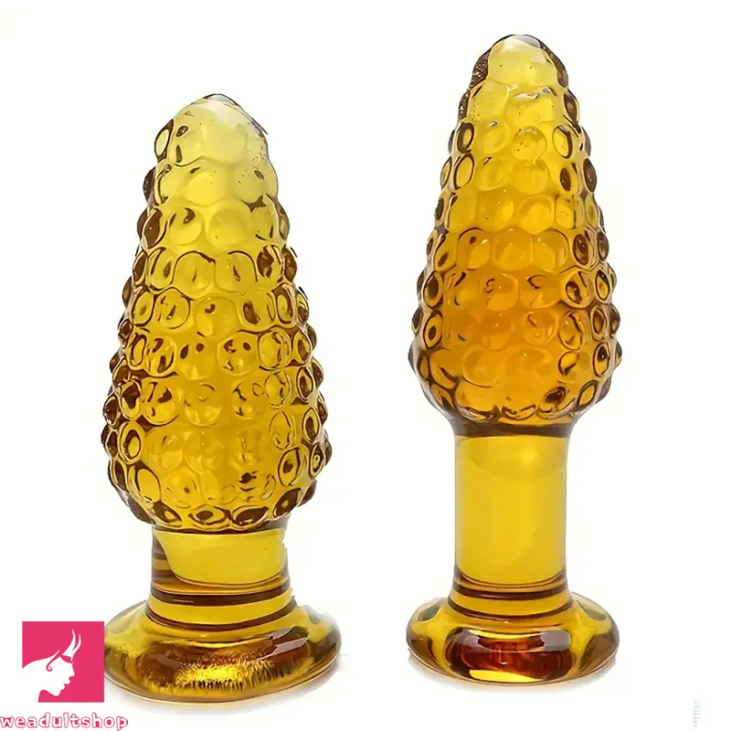 4.1in 4.5in Golden Glass Anal Plug Granular Floating Spiked Mini Dildo