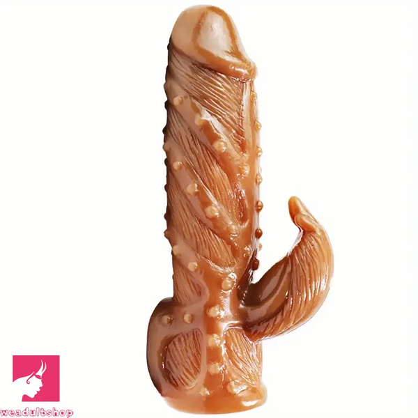 6.89in Flesh Skin Spiked Hollow Penis Sleeve Dildo For Enlargement