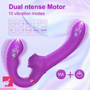 9.17in Dual-Head Vibrating Dildo With Tongue Licking Slapping