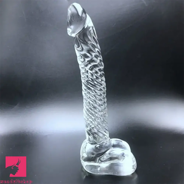 7.68in Crystal Clear Penis Glass Fantasy Dildo Male Female Masturbator