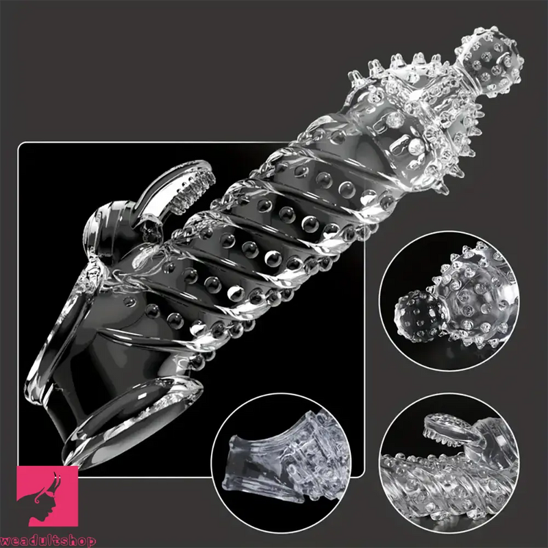 7.48in Clear Anatomy Spiked Penis Sleeve Dildo For Anus Massage