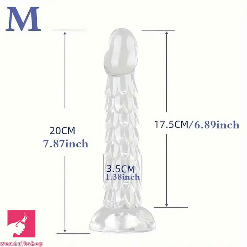 6.89in 7.87in 9.06in Clear Dragon Scale Big Male Dildo For Love