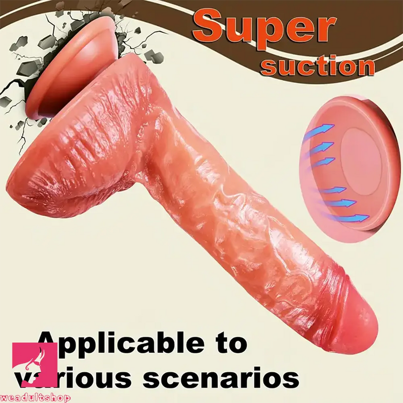 9in Remote Control Thrusting Vibrating Heating Silicone Real Dildo