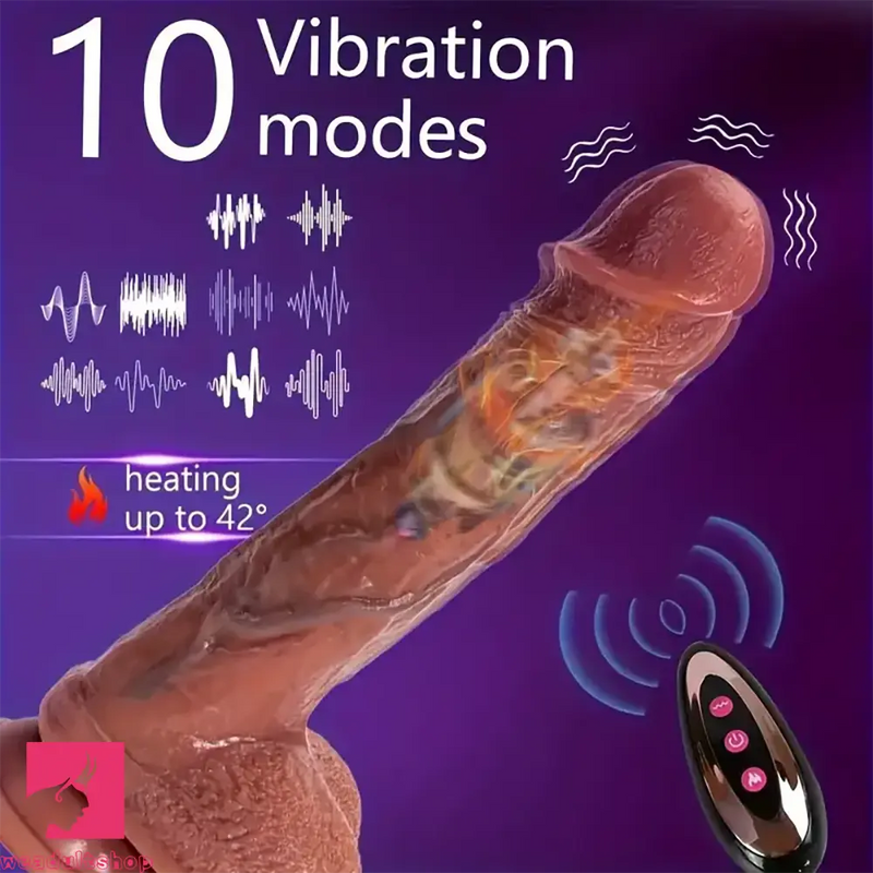 8.66in Wireless Vibrating Thrusting Heating Silicone Soft Dildo