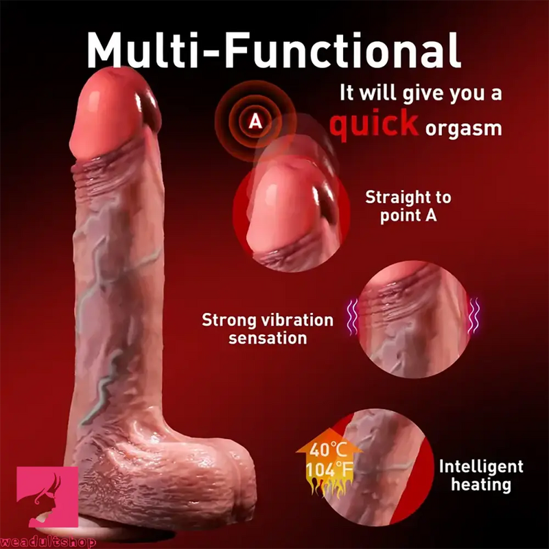 8.66in Expansion Thrusting Rotation Heating Vibrating Real Dildo