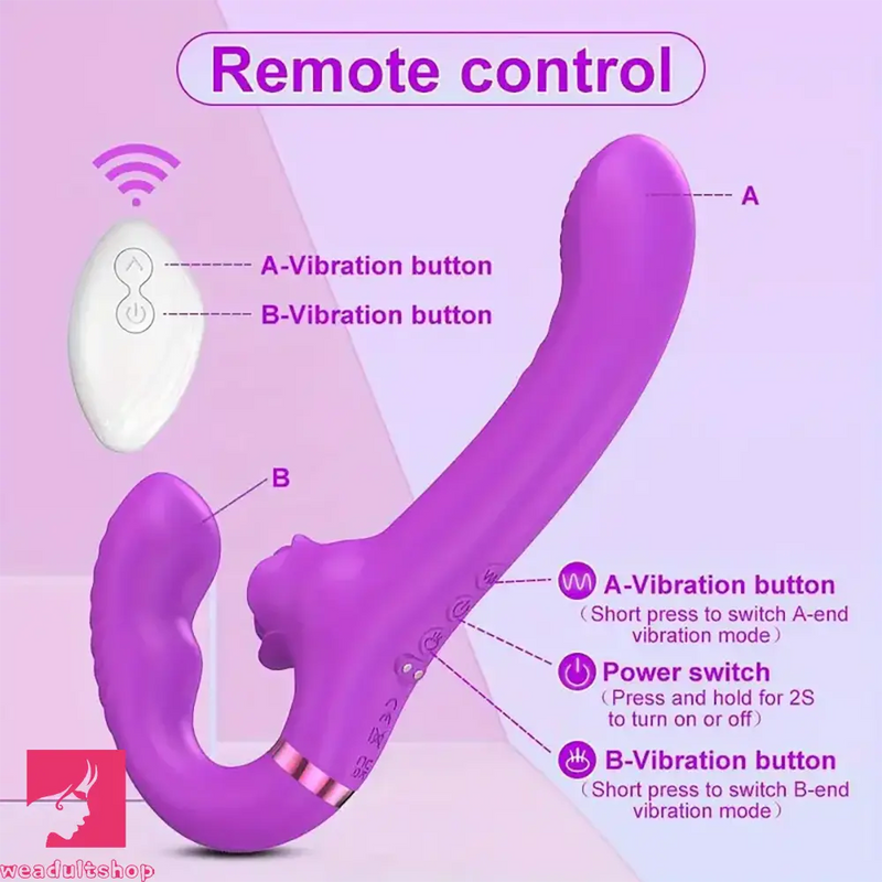 9.17in Dual-Head Vibrating Dildo With Tongue Licking Slapping