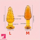 4.1in 4.5in Golden Glass Anal Plug Granular Floating Spiked Mini Dildo